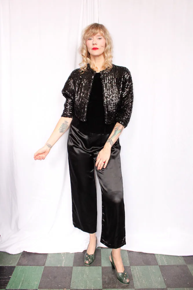 1960s Black Sequin Jacket - M/L