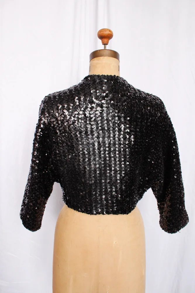 1960s Black Sequin Jacket - M/L
