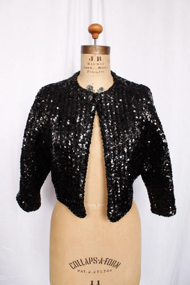 1960s Black Sequin Jacket - M/L