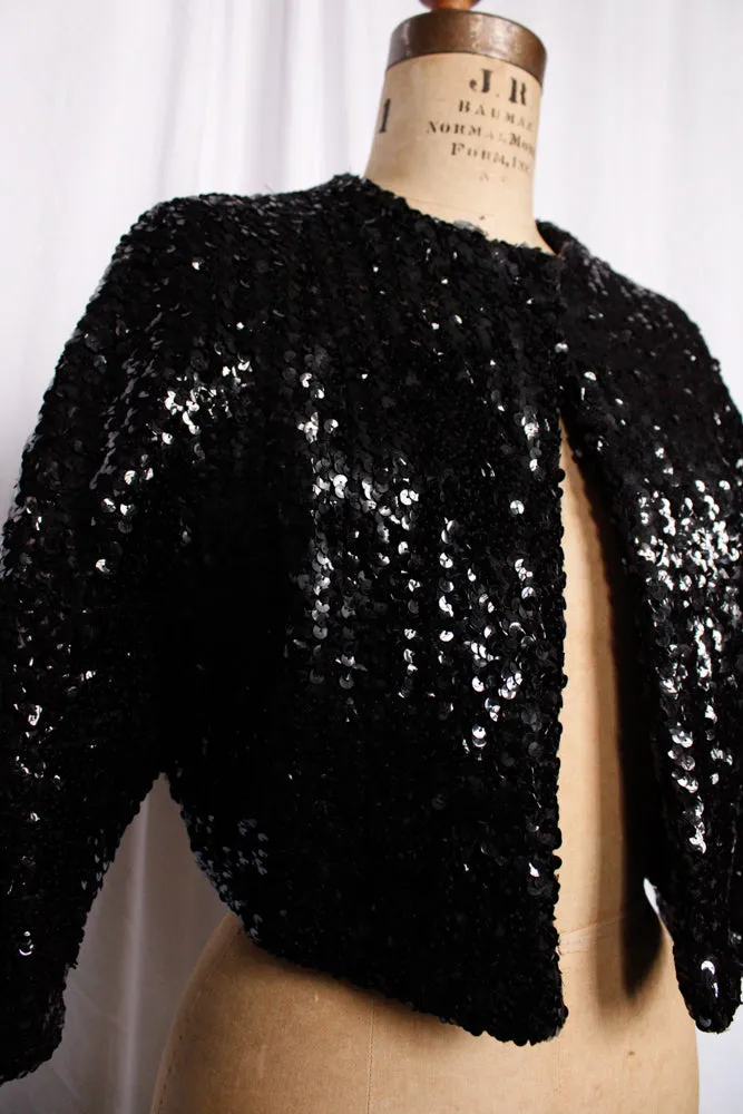 1960s Black Sequin Jacket - M/L