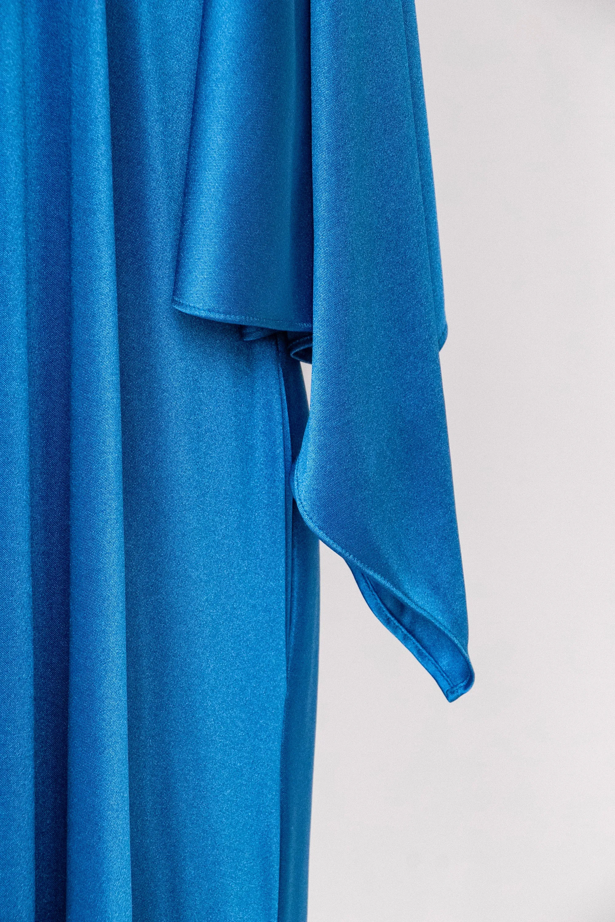 1970s Maxi Dress Knit Jersey Angel Sleeve Gown M