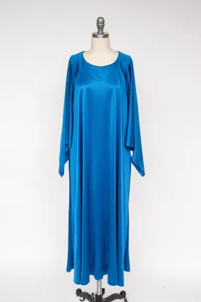 1970s Maxi Dress Knit Jersey Angel Sleeve Gown M
