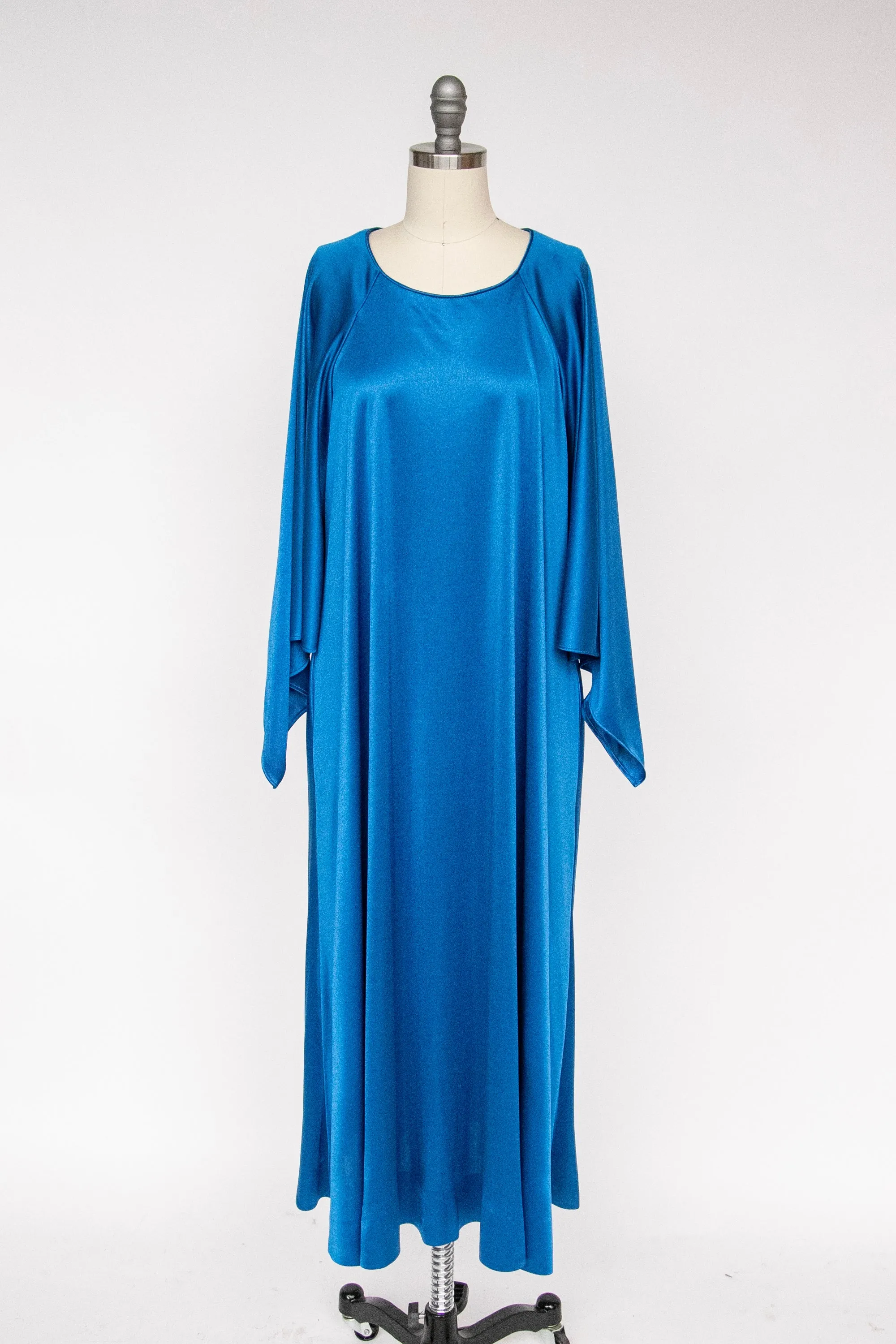 1970s Maxi Dress Knit Jersey Angel Sleeve Gown M