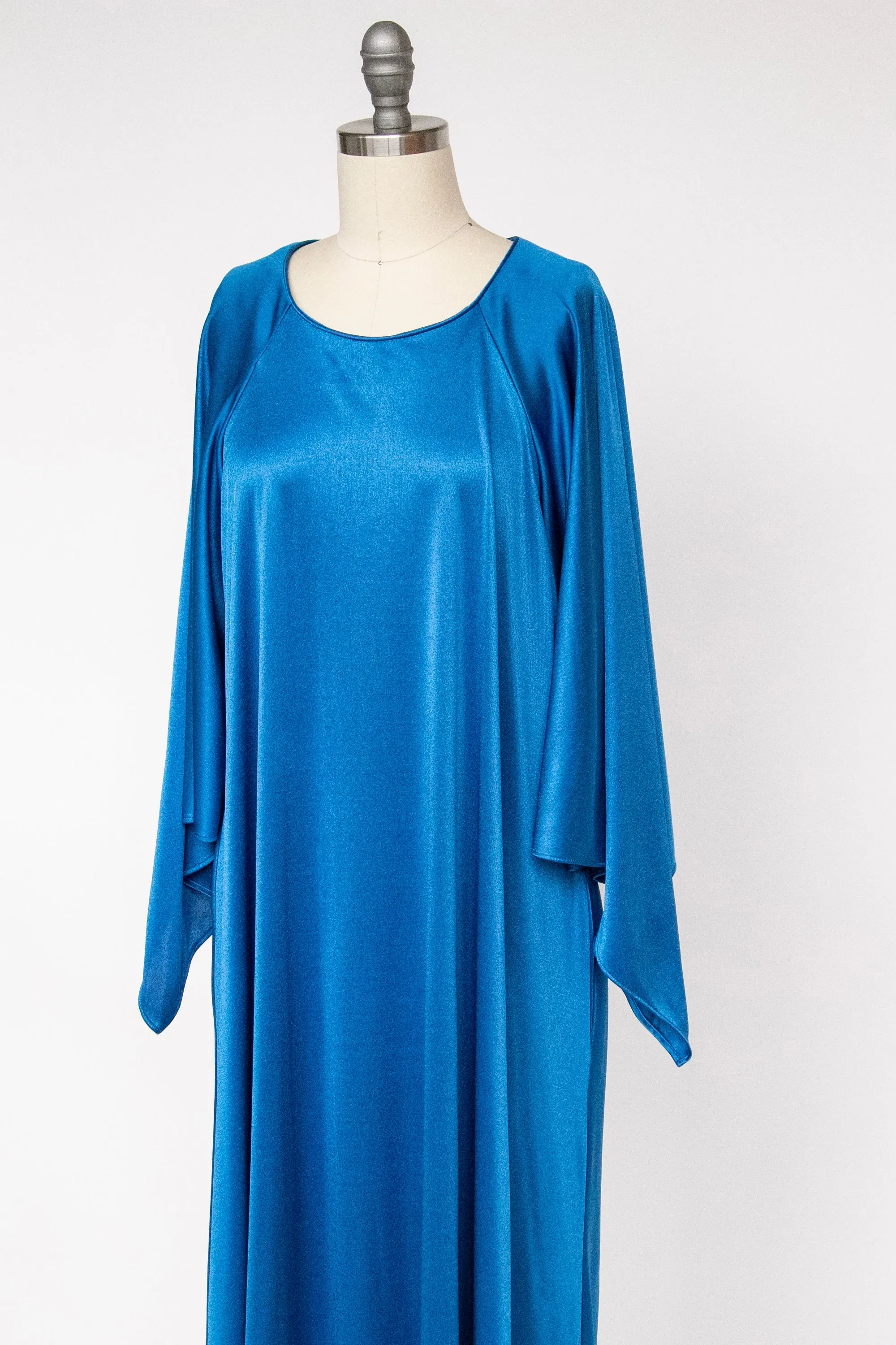 1970s Maxi Dress Knit Jersey Angel Sleeve Gown M