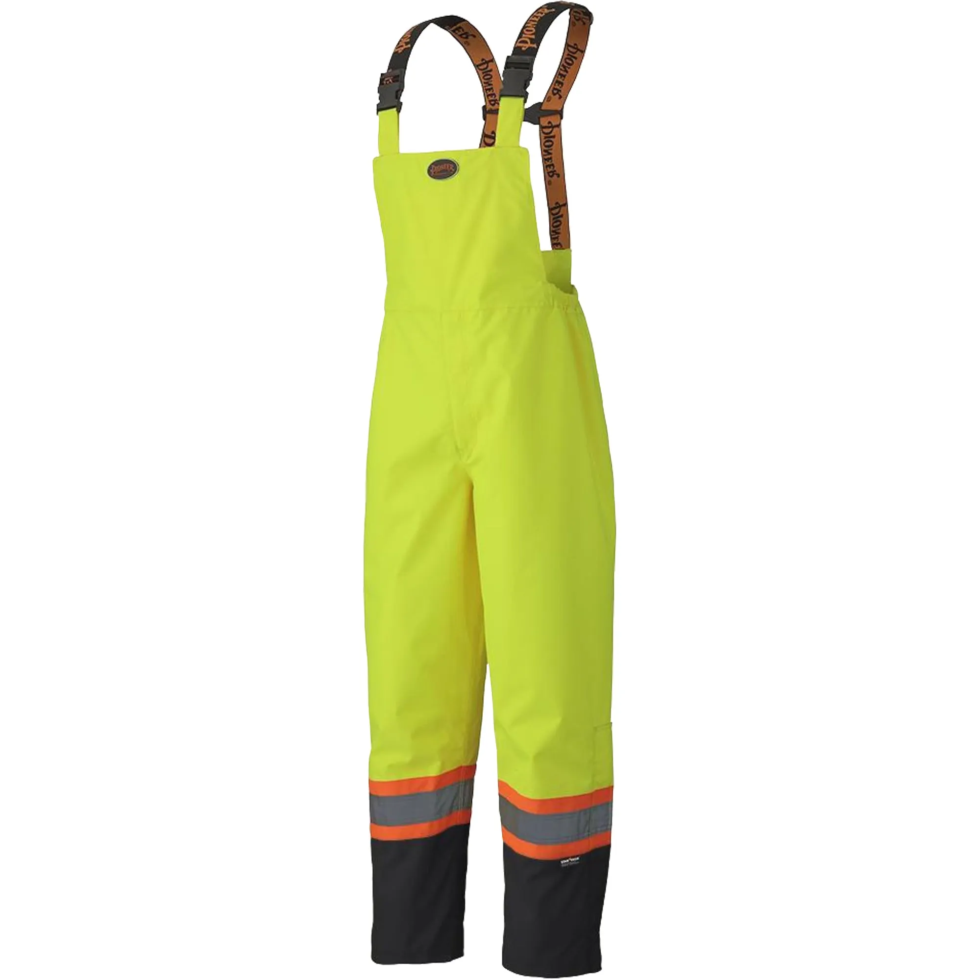 300D Trilobal Ripstop Waterproof Bib Pants, Polyester, X-Large, High Visibility Lime-Yellow