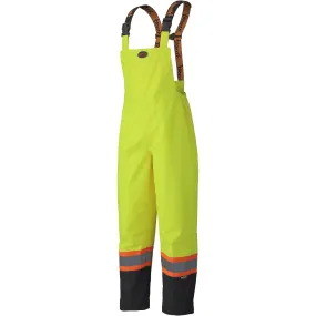 300D Trilobal Ripstop Waterproof Bib Pants, Polyester, X-Large, High Visibility Lime-Yellow