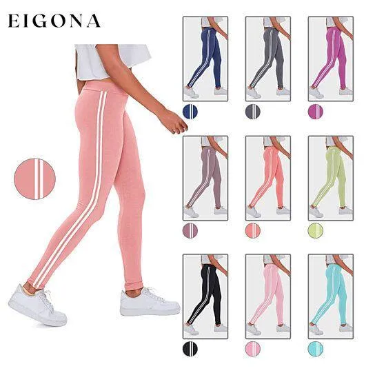 4-Pack: Women's Ultra-Soft Striped Yoga Leggings