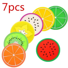6 PCS Fruit Shape Silicone Cup Pad Slip Insulation Pad Cup Mat