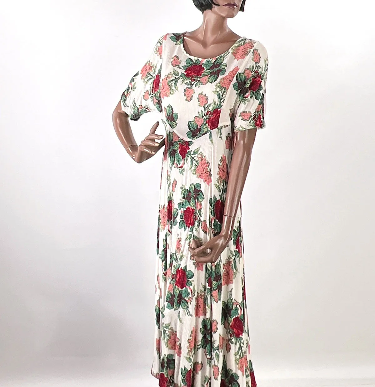 80s 90s Vintage Floral Print Dress Women's Romantic Grunge Large VFG Karen Kane