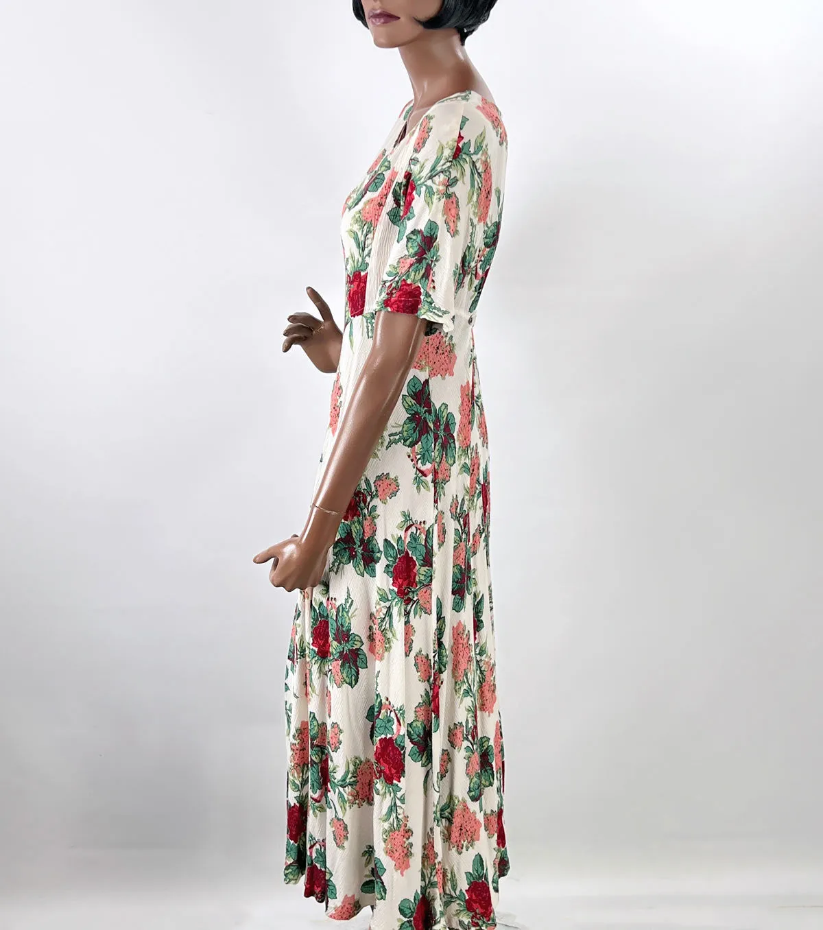 80s 90s Vintage Floral Print Dress Women's Romantic Grunge Large VFG Karen Kane