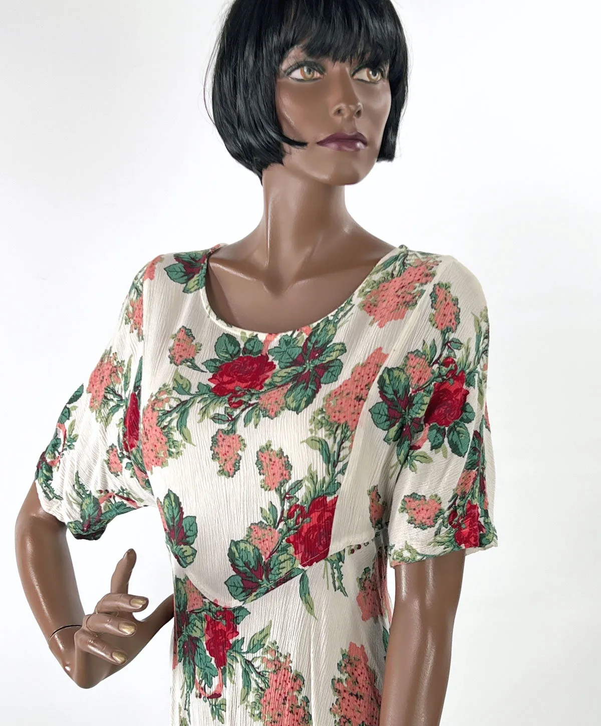 80s 90s Vintage Floral Print Dress Women's Romantic Grunge Large VFG Karen Kane