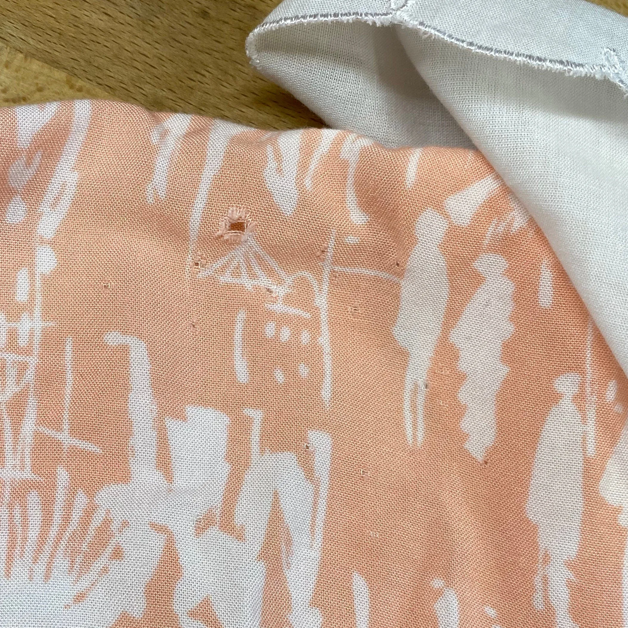 80s Peach Novelty Print Sailor Collar Dress - Small