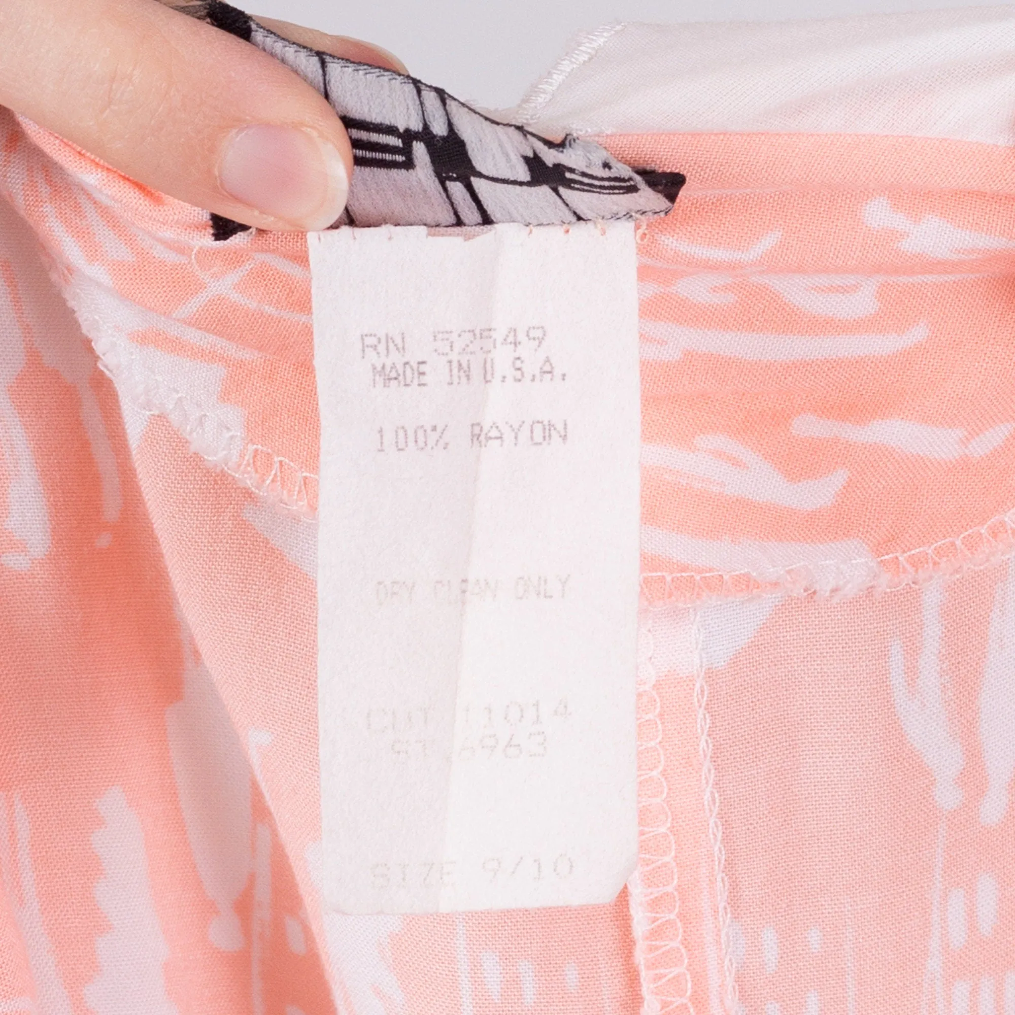 80s Peach Novelty Print Sailor Collar Dress - Small