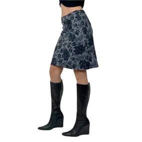 90s Lace Print Midi Skirt (S)