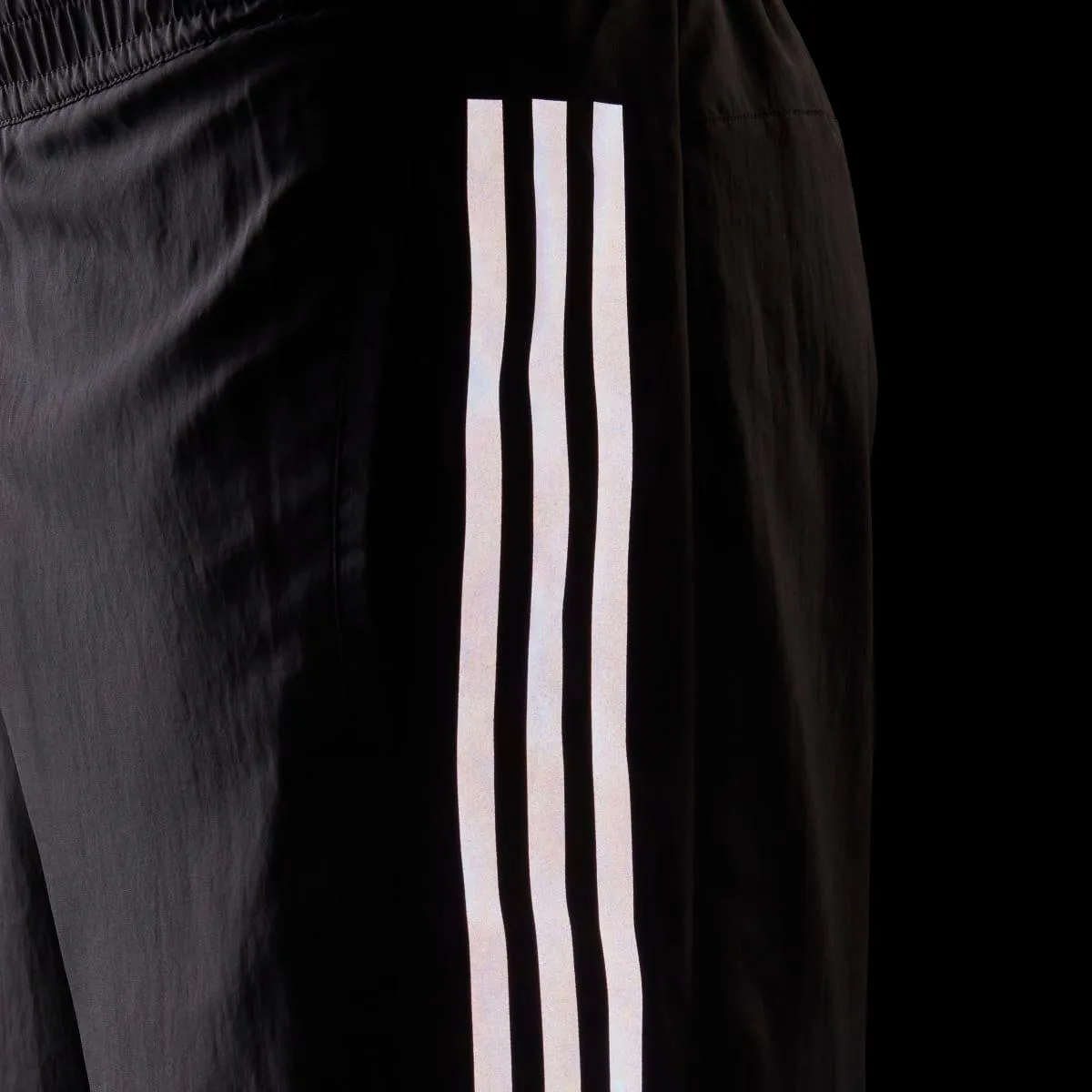 Adidas Mens Run Icon Full Reflective 3-Stripes Shorts Black