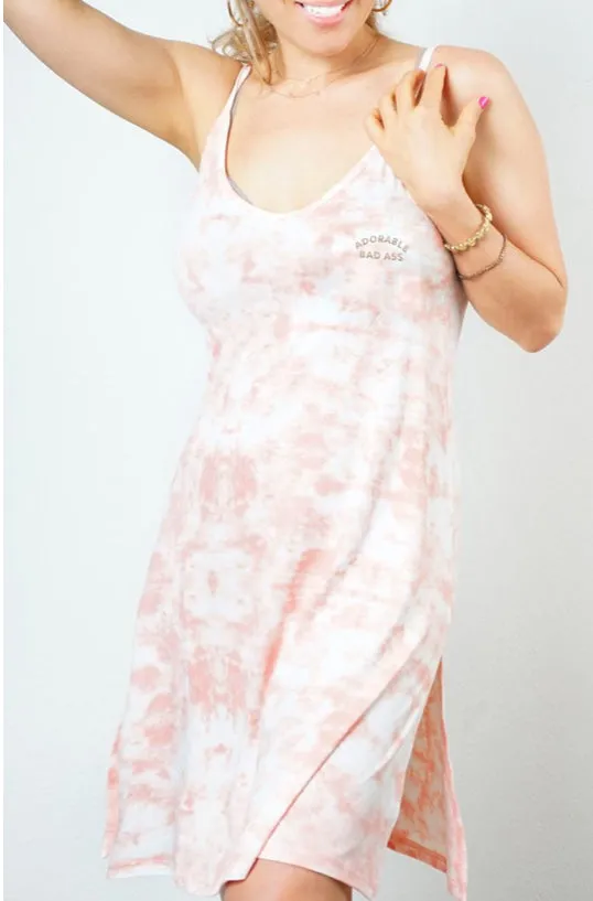 Adorable Bad Ass Pink Tie Dye Slip Dress