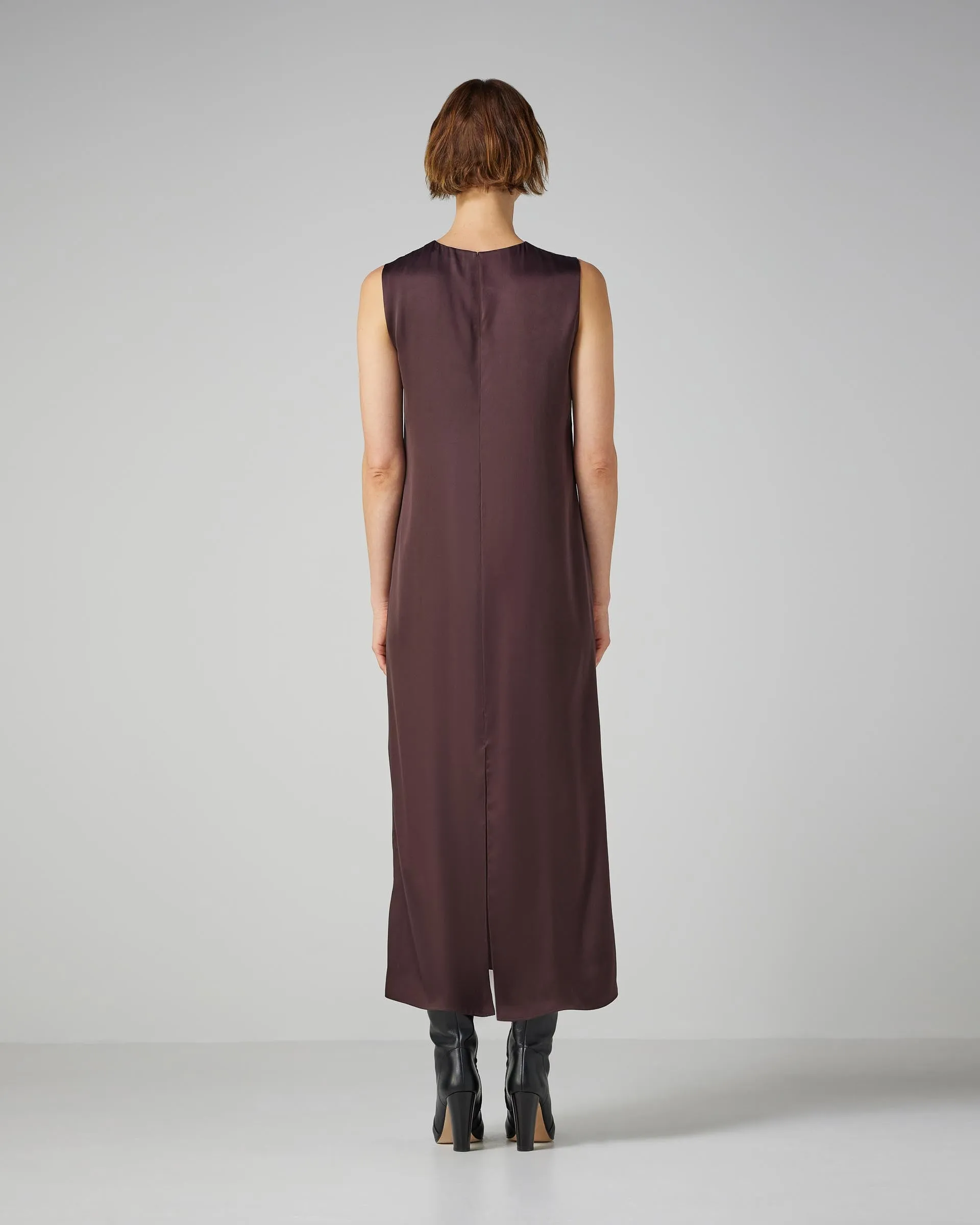 Alessia Dress in Washed Silk, Plum