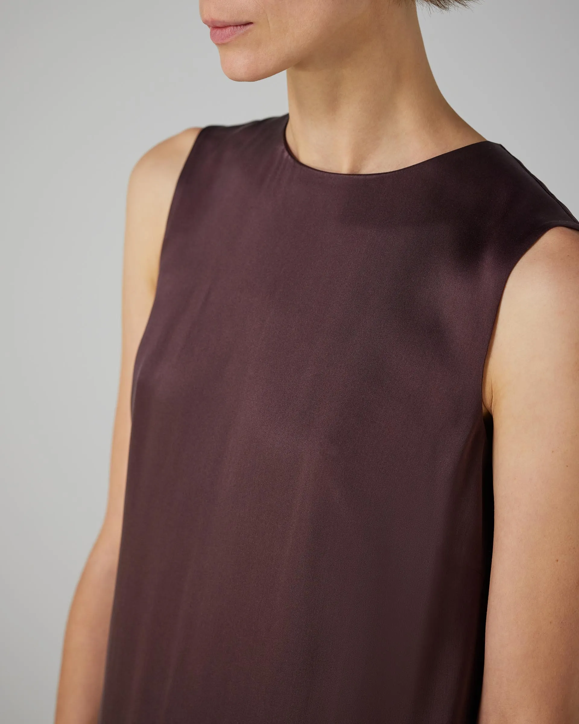 Alessia Dress in Washed Silk, Plum