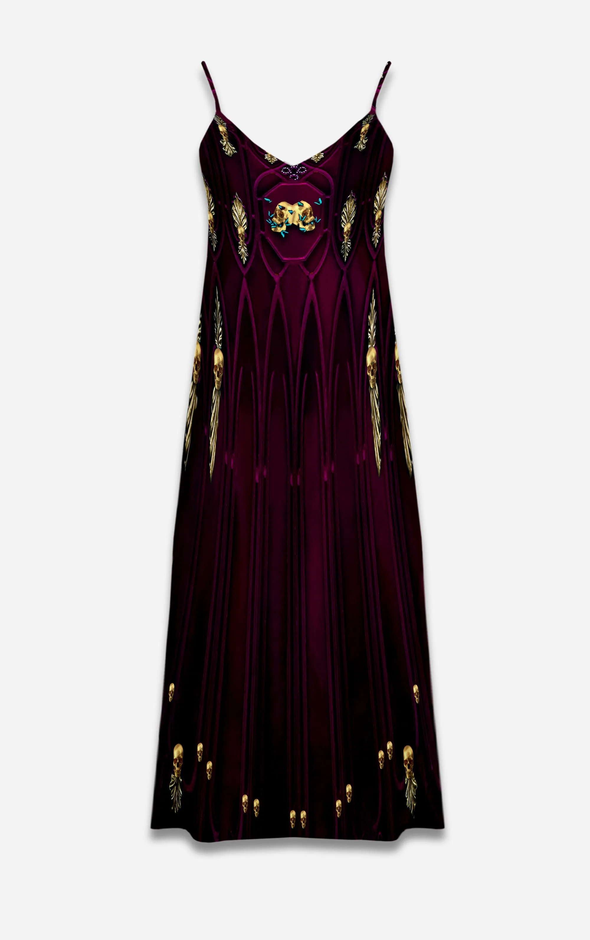 All Saints Cathedral- 100% Silk Satin French Gothic V Neck Slip Dress in Bold Eggplant Wine | Le Leanian™