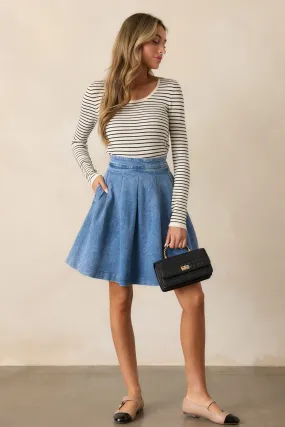 Aurora Grace Light Wash Mini Denim Skirt