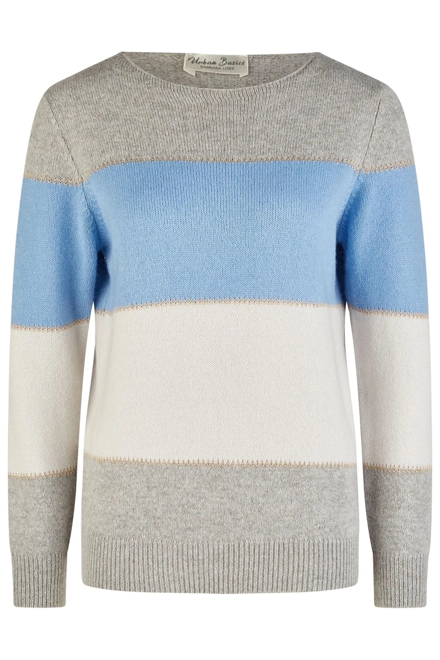 Barbara Lebek Stripe Jumper Boat Neck Stone Blue 27650042
