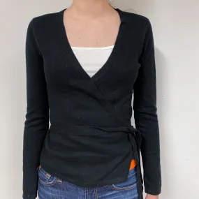 Black Cashmere Wrap Around Cardigan Extra Small