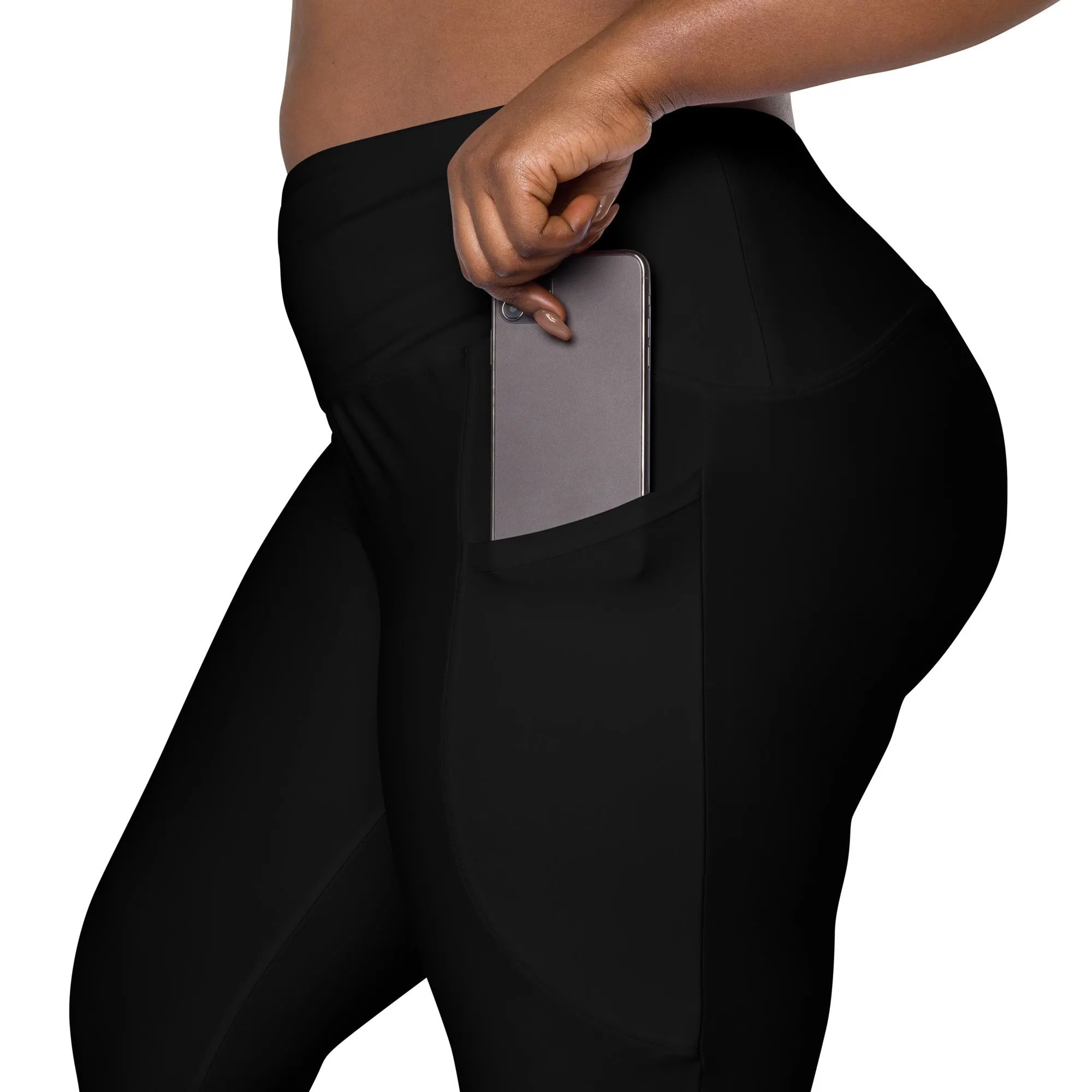 Black Crossover leggings with pockets, lioness-love