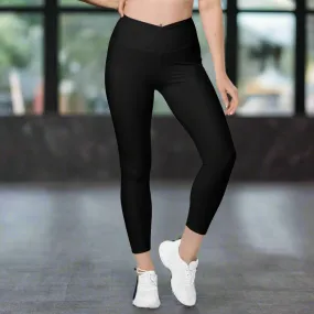 Black Crossover leggings with pockets, lioness-love