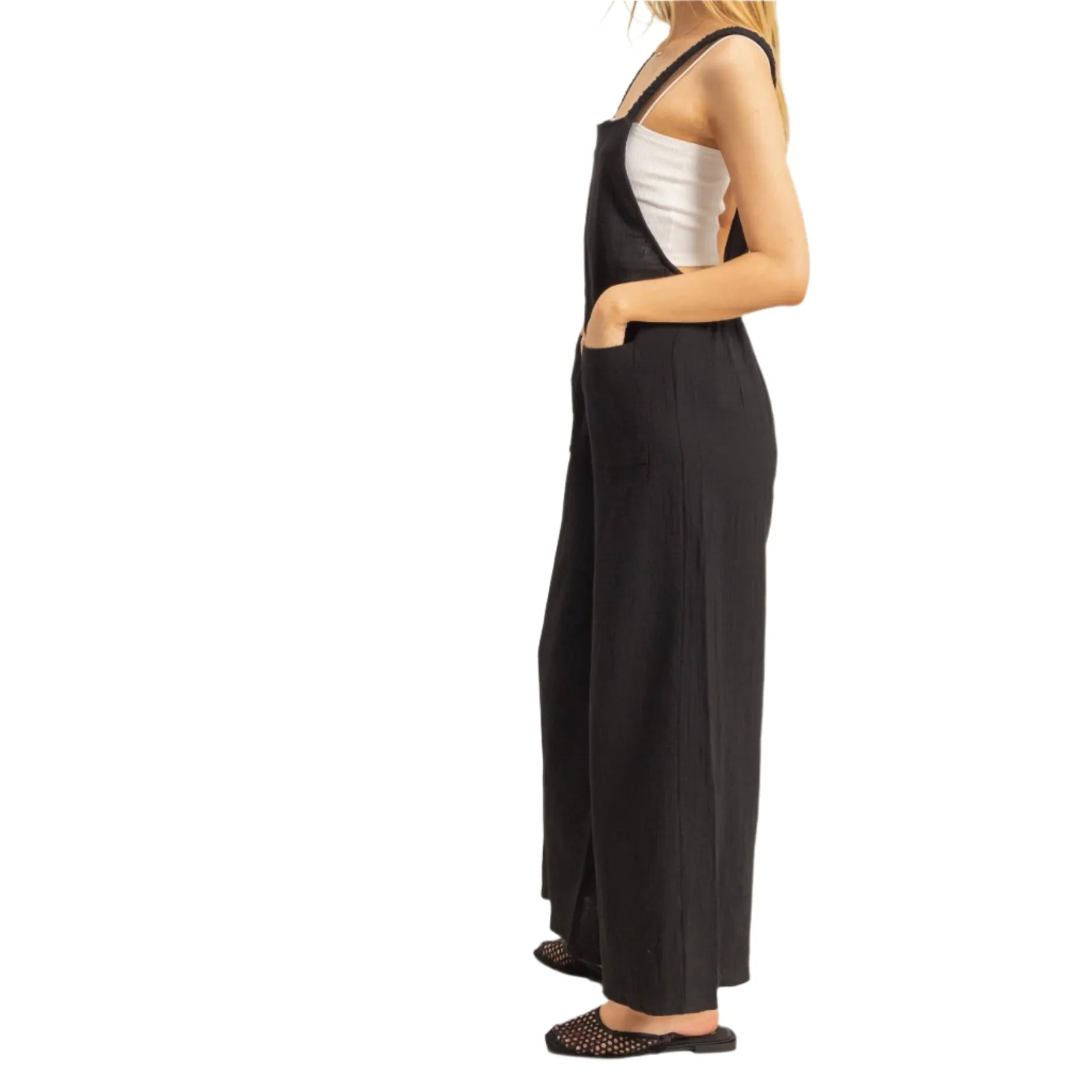 Black Double Gauze Overall