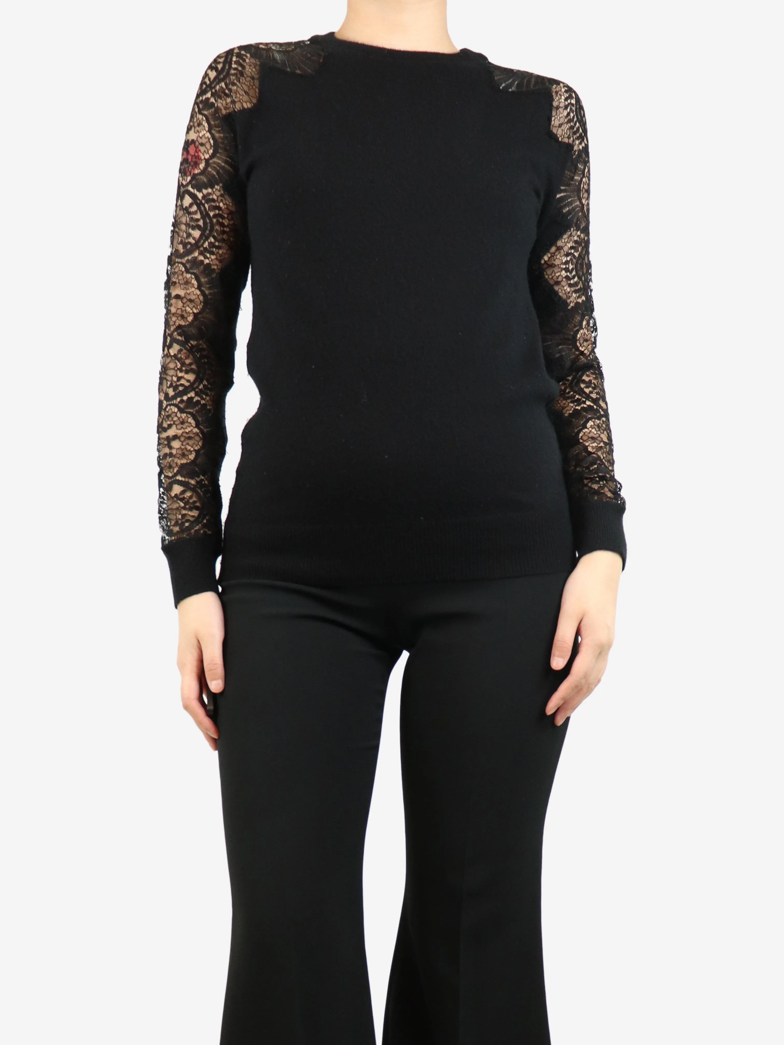 Black lace detail jumper - size S