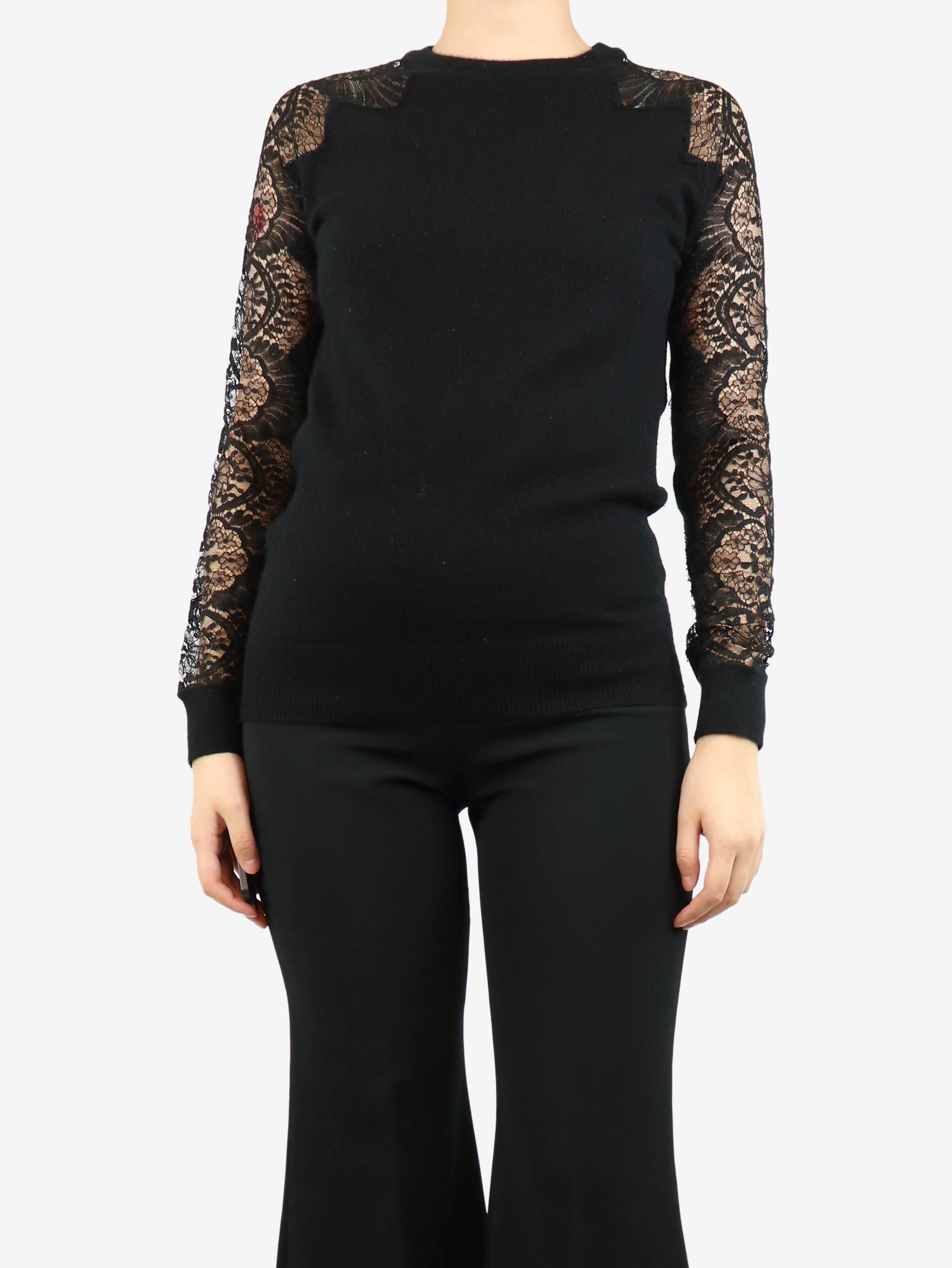 Black lace detail jumper - size S