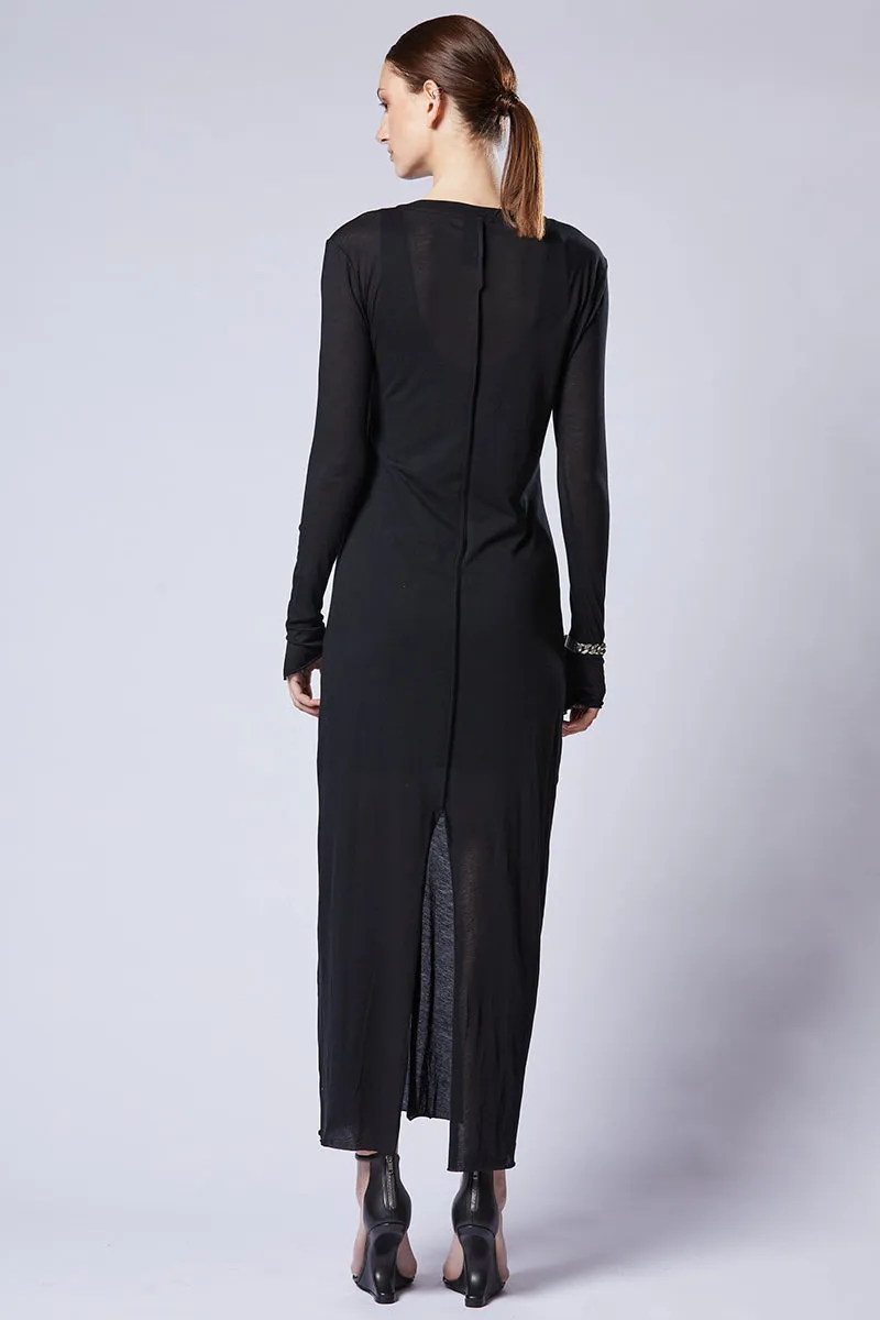BLACK SUPER LIGHT DOUBLE LAYER DRESS