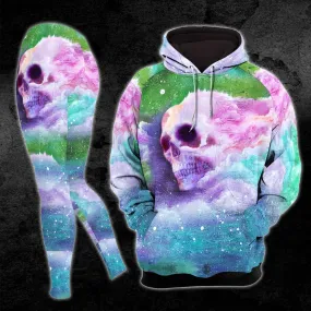 Blue Rainbow Cloudy Skull Combo Hoodie and Leggings