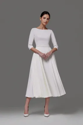 Boat Neck Modest Style Simple Wedding Dress