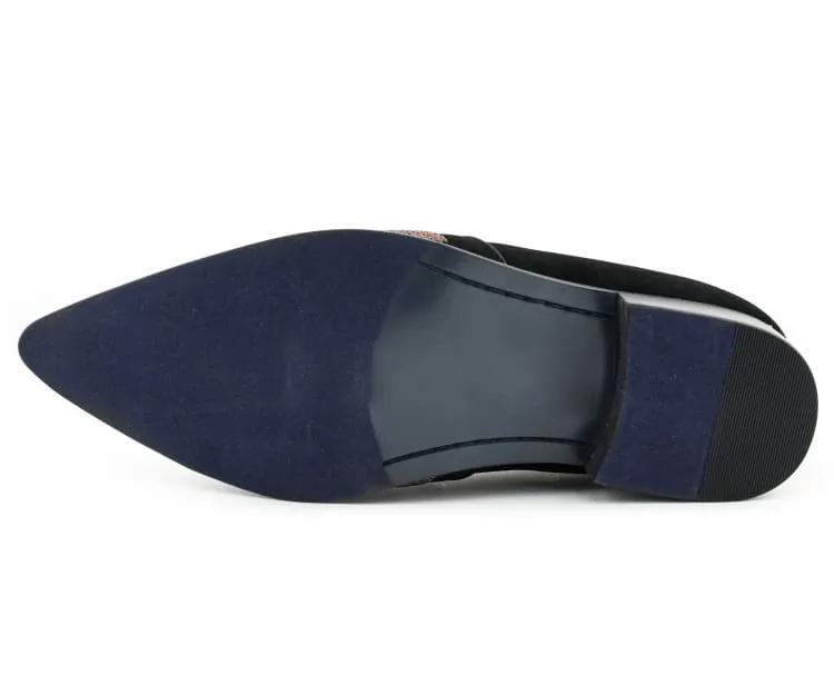 Bolano Dezzy Men's Rose Gold Glitter Leather Tuxedo Slippers