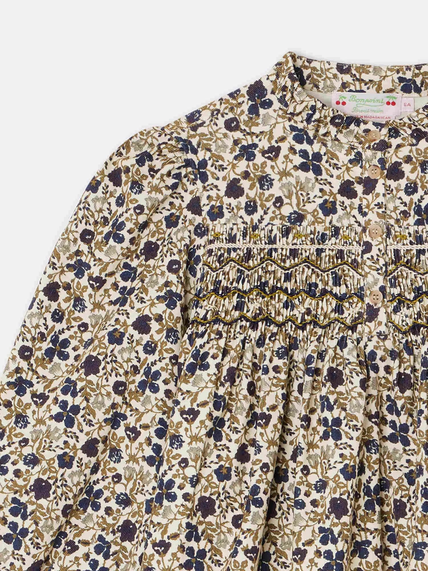 Bonpoint Tamsin Smocked Beige Dress