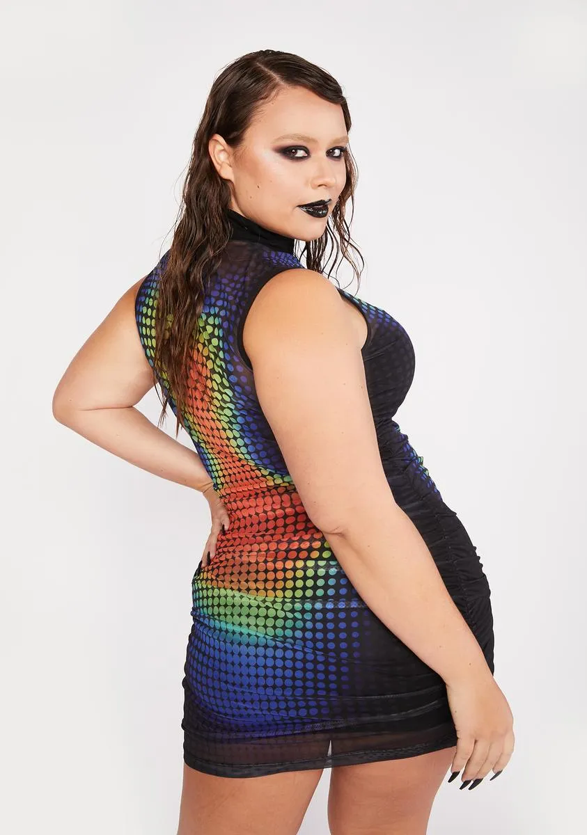 Bright Prism Lights Mesh Bodycon Dress