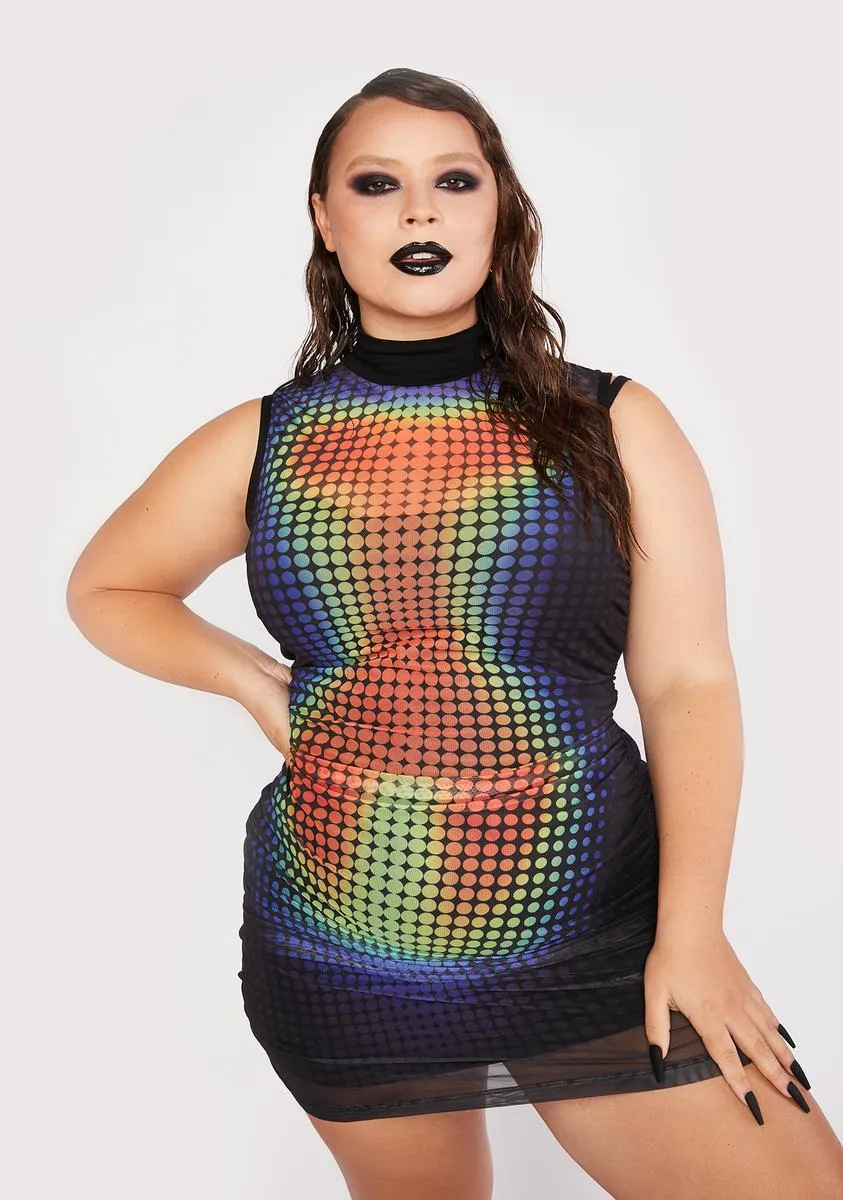 Bright Prism Lights Mesh Bodycon Dress
