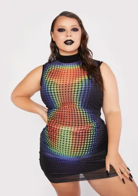 Bright Prism Lights Mesh Bodycon Dress