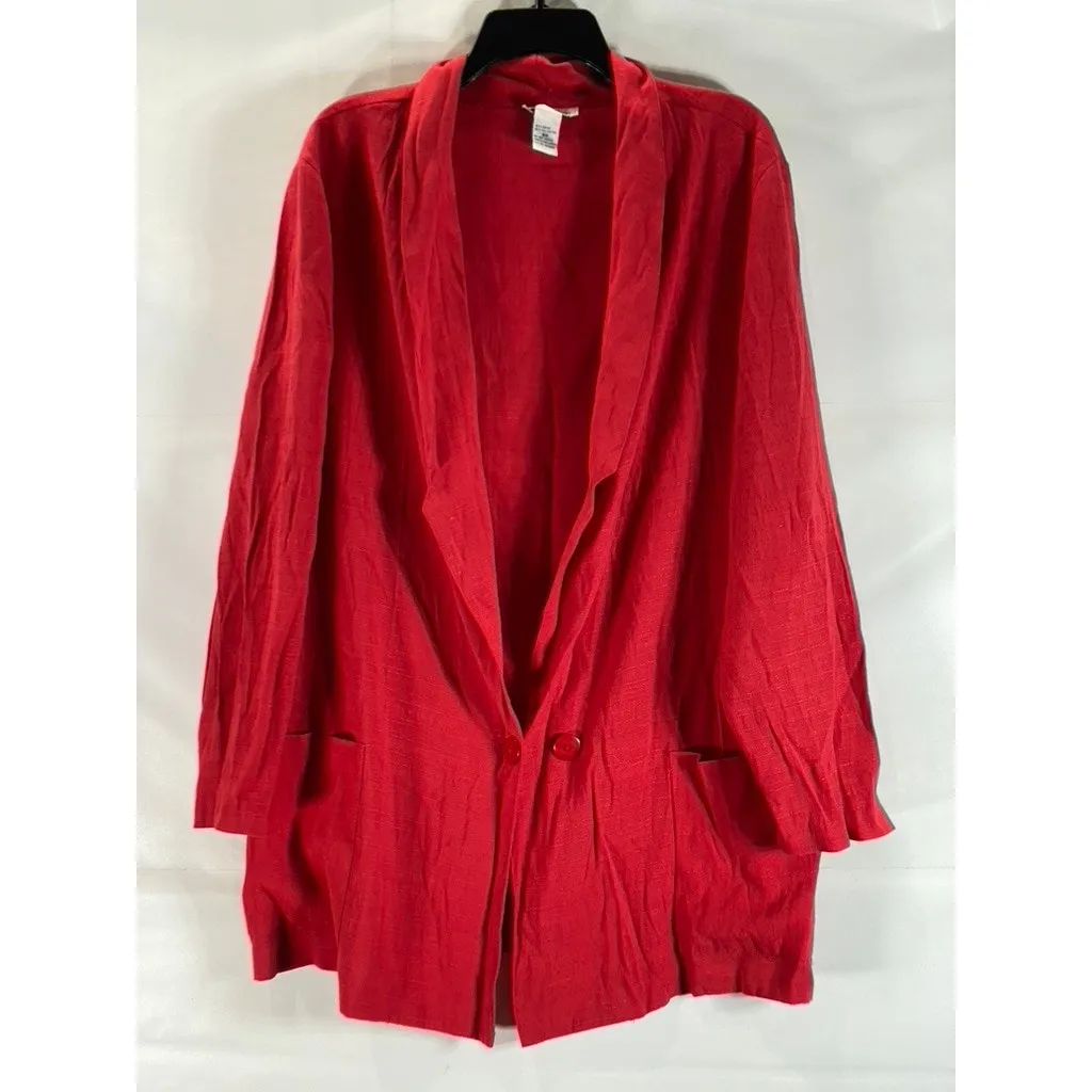BRYLANE WOMAN COLLECTION Women's Red Two-Button Lightweight Blazer SZ 6