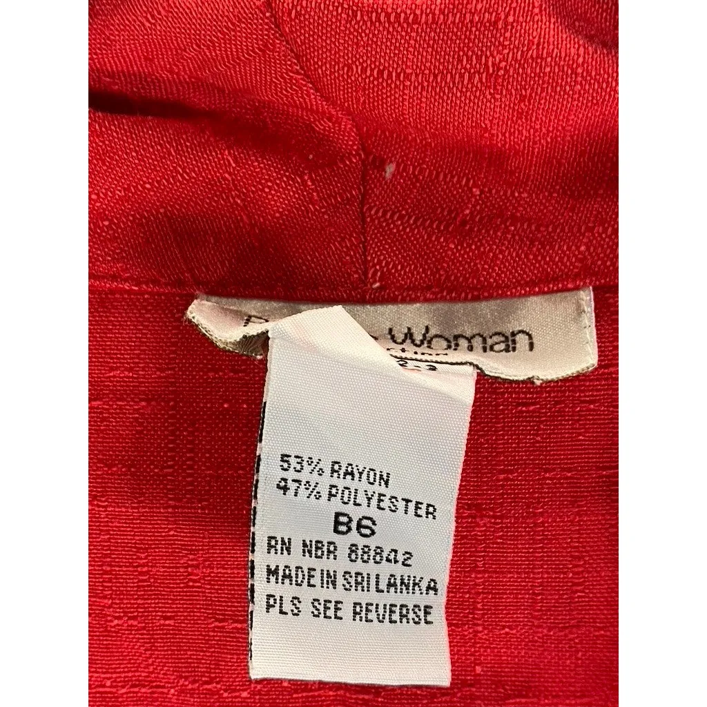BRYLANE WOMAN COLLECTION Women's Red Two-Button Lightweight Blazer SZ 6