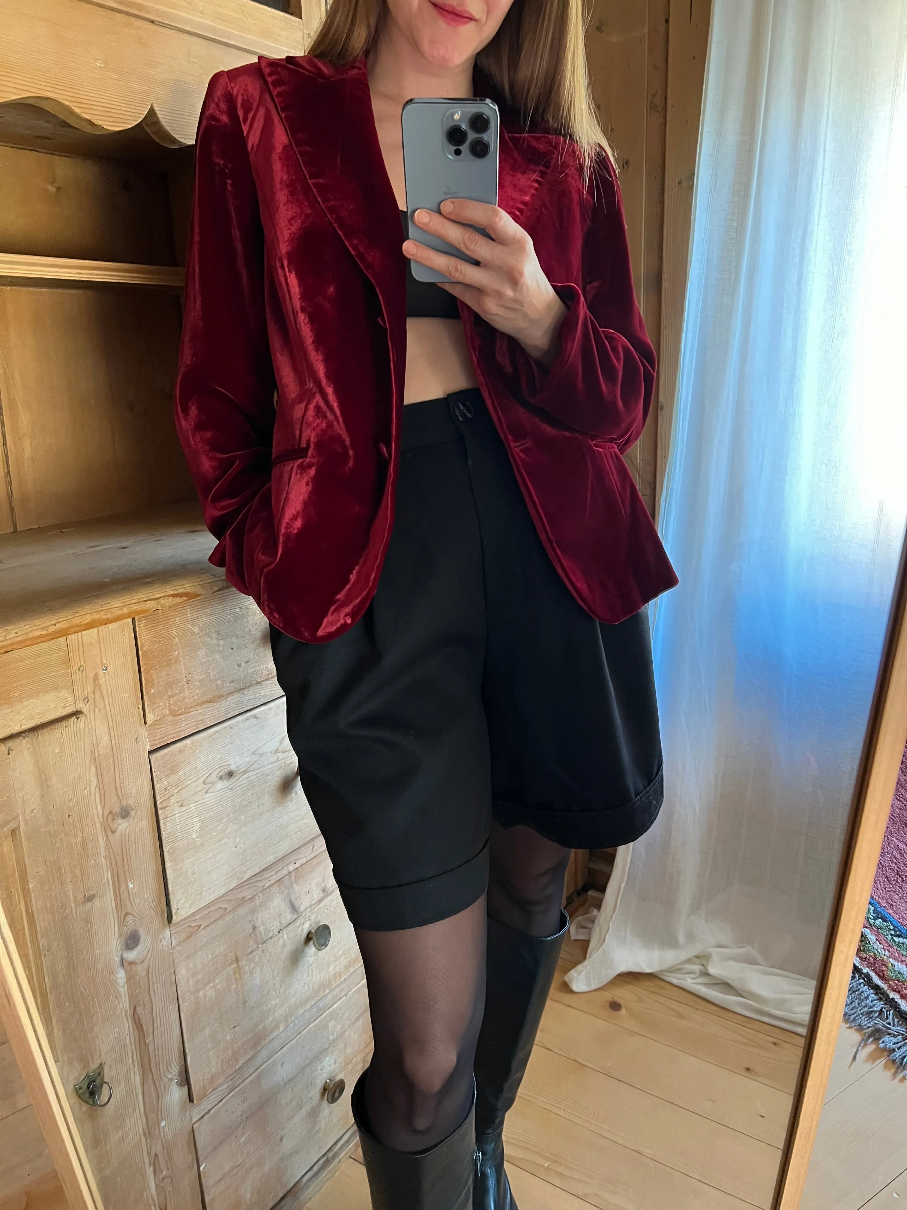 Burgundy Velvet Blazer