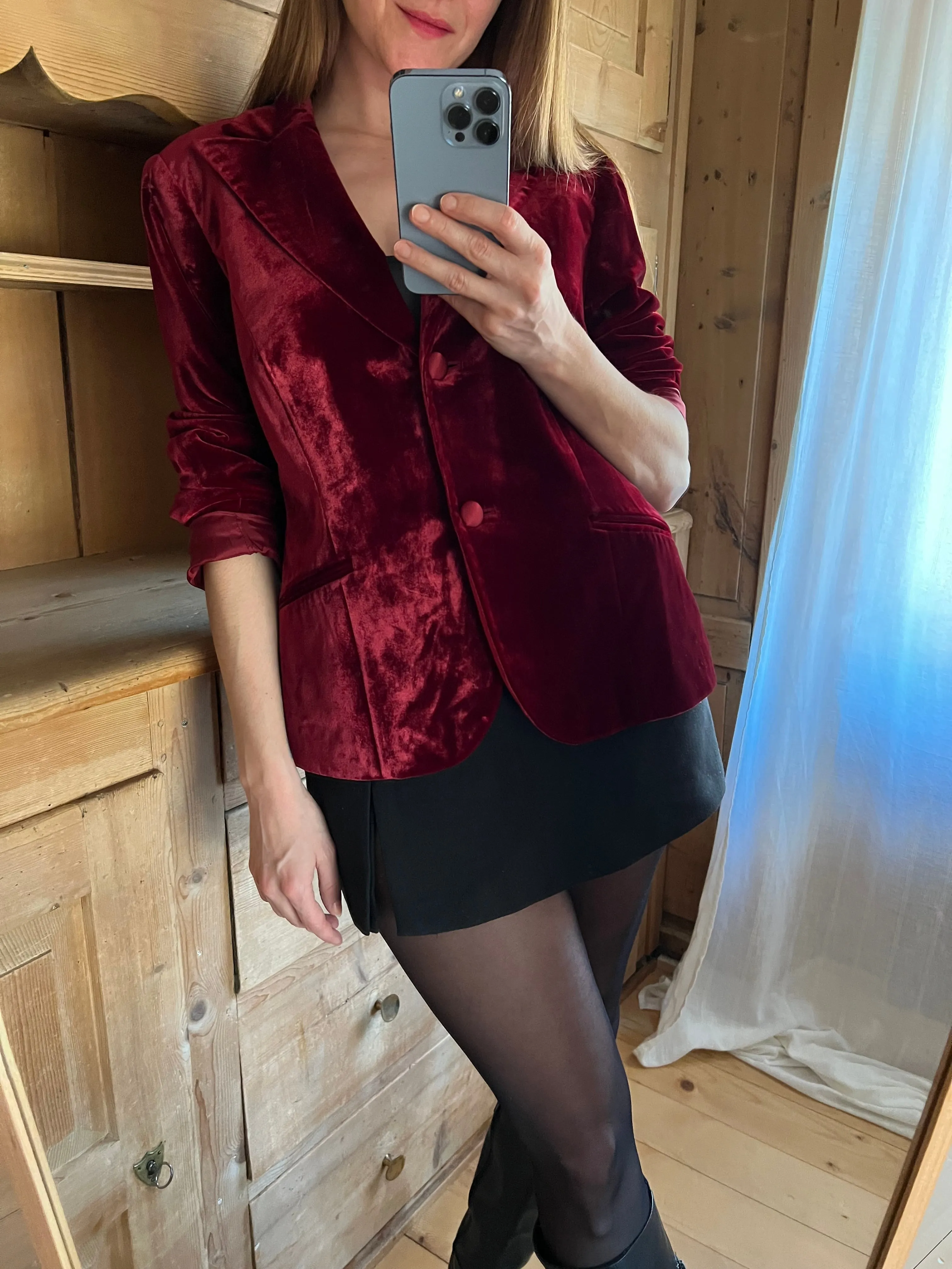 Burgundy Velvet Blazer