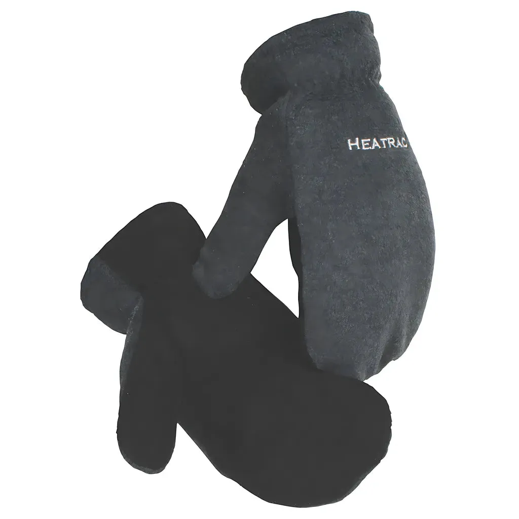 Caiman 1396-2 Black Deer Split Leather Palm Mitten with Fleece Back and Heatrac Insulation