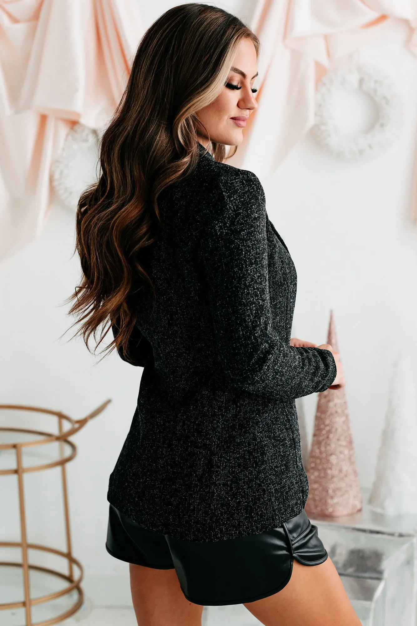 Call Me Bossy Tweed Blazer (Black)