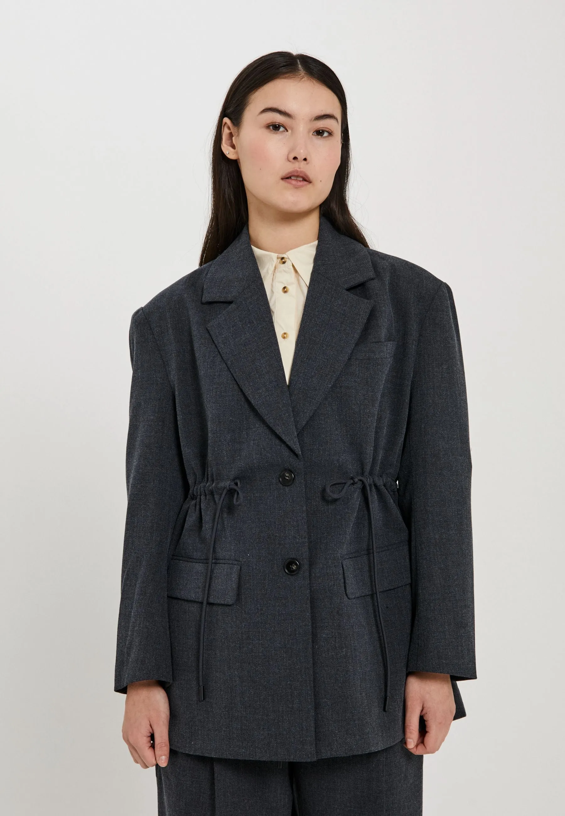Cano string blazer - Dark grey melange