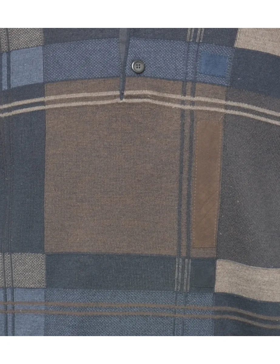 Checked Navy Jumper - L