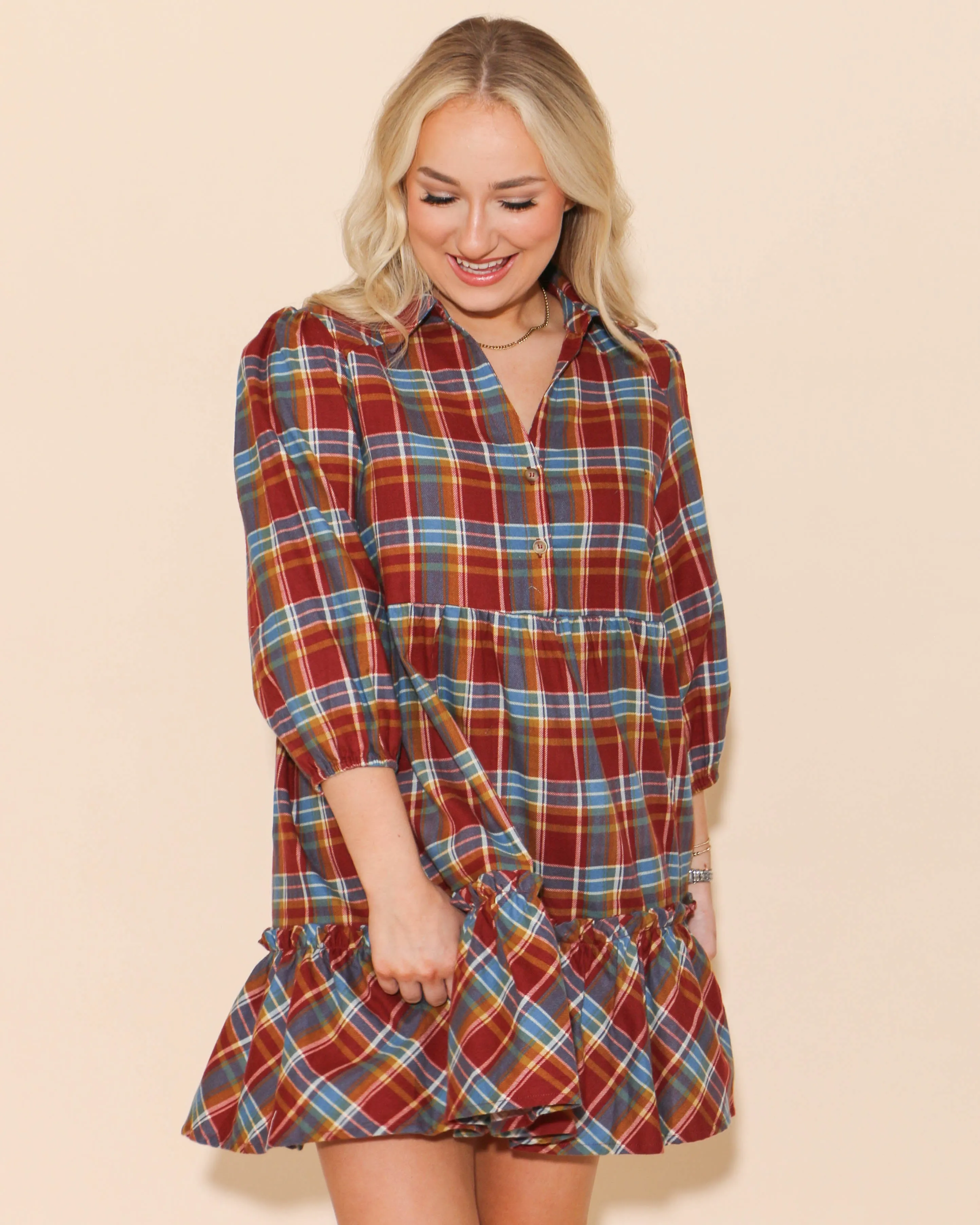 Checkered Collared Mini Dress