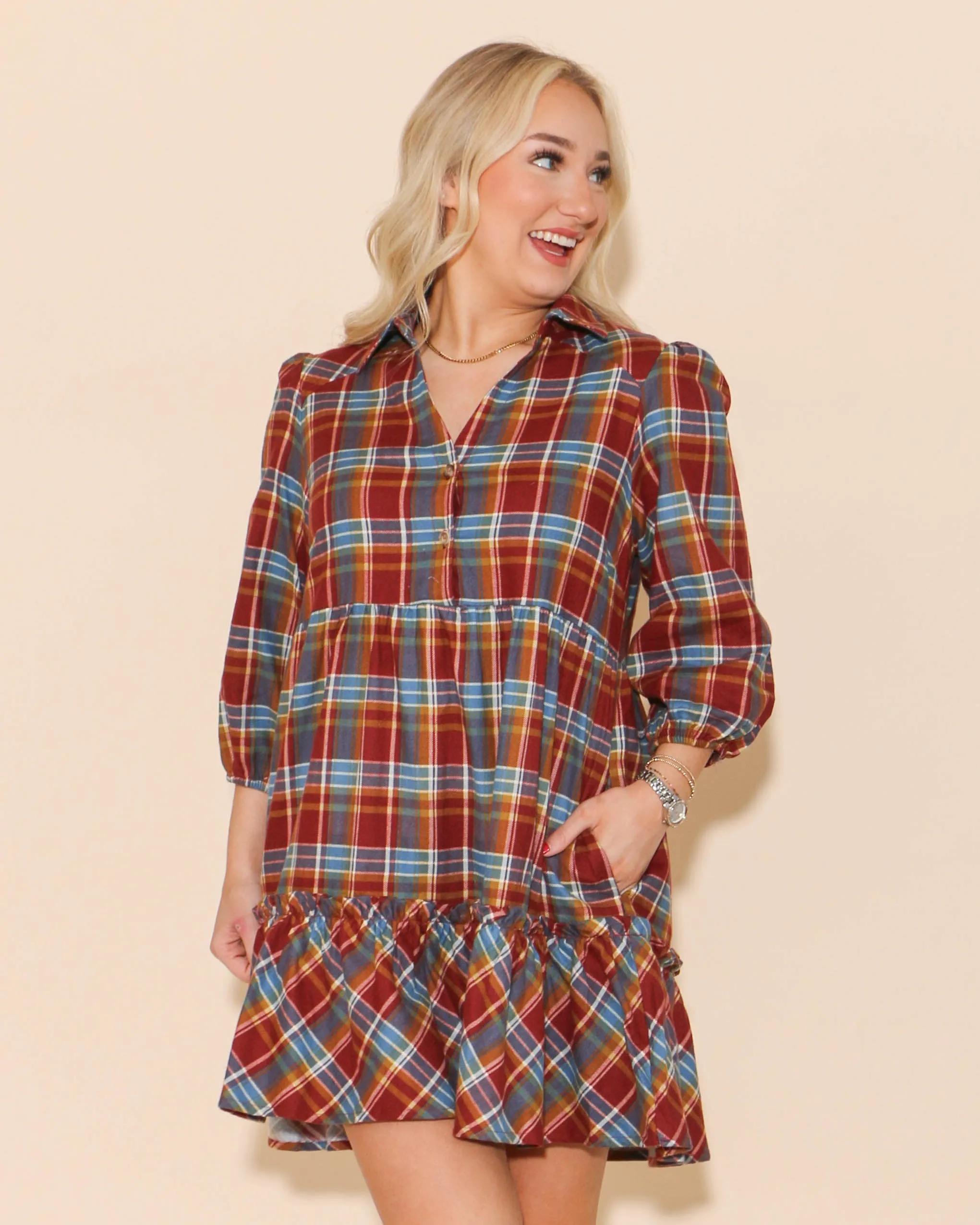 Checkered Collared Mini Dress