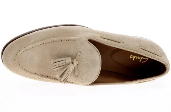 Clarks Mens Citistride Slip Taupe Suede Shoes